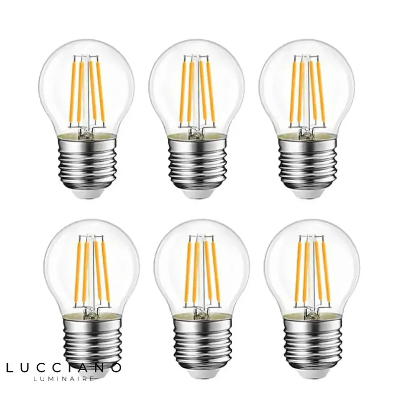 SET OF SIX RETRO EDISON LED GLOBE BULBS E27 G45 6W 220V