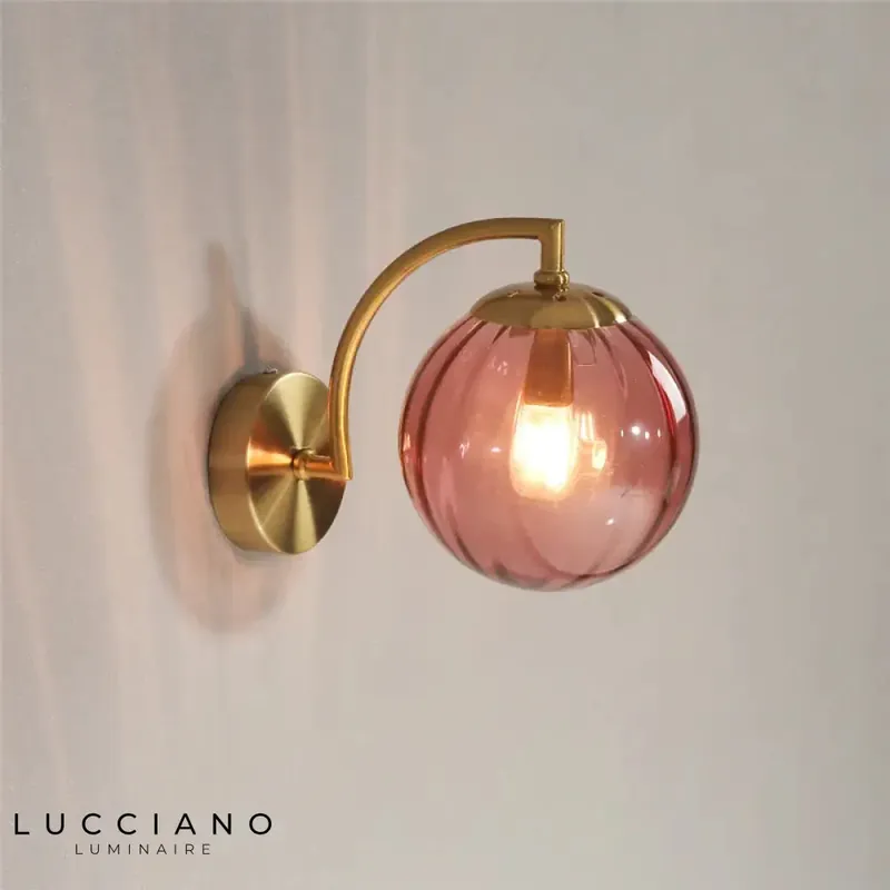Copper pink wall light