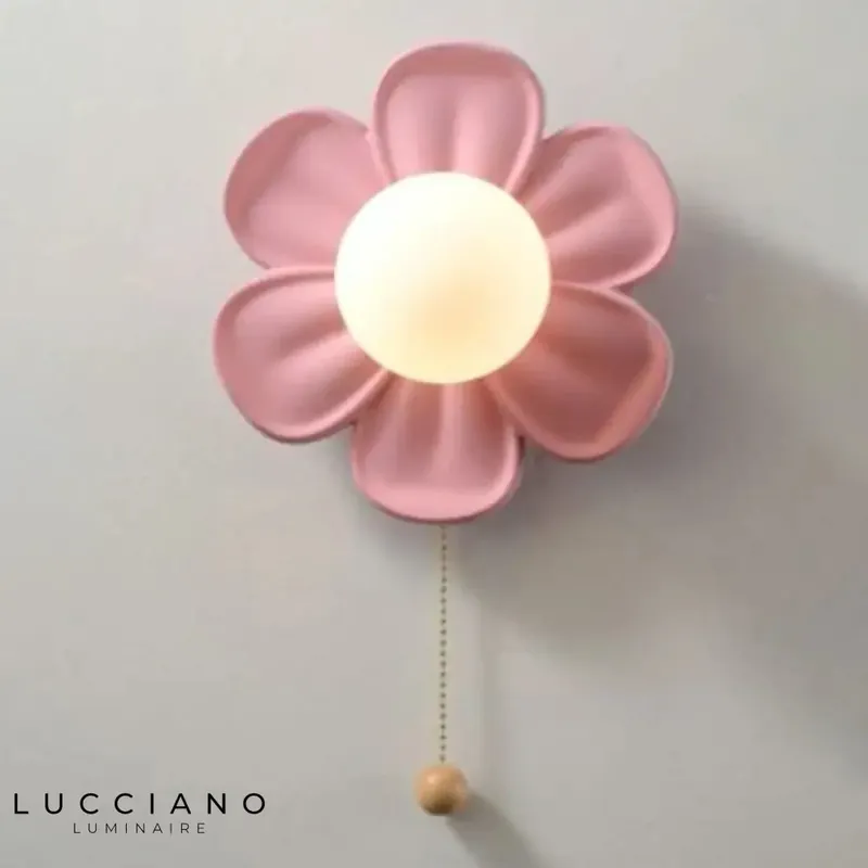 Wall-Mounted Headboard Lamp with Pink Cord