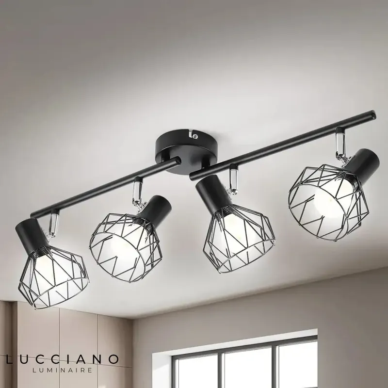 Black spot ceiling light for bathroom