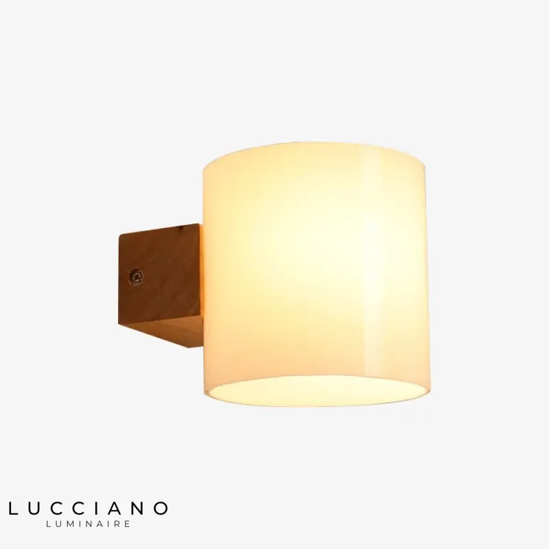 Wooden LED wall light, minimalist contemporary design.
