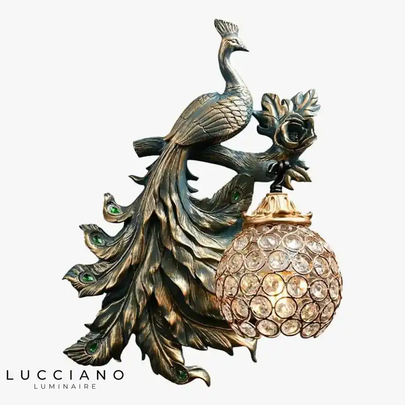 Vintage Peacock Glass LED Sconce