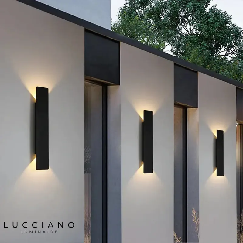 Designer black aluminium outdoor LED wall light 18W