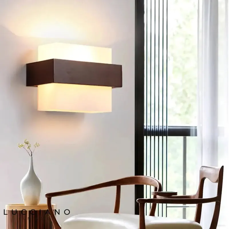 Warm rustic wooden wall light.