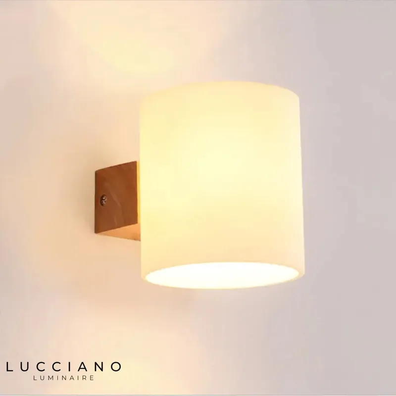 Stylish Scandinavian wooden LED wall light.