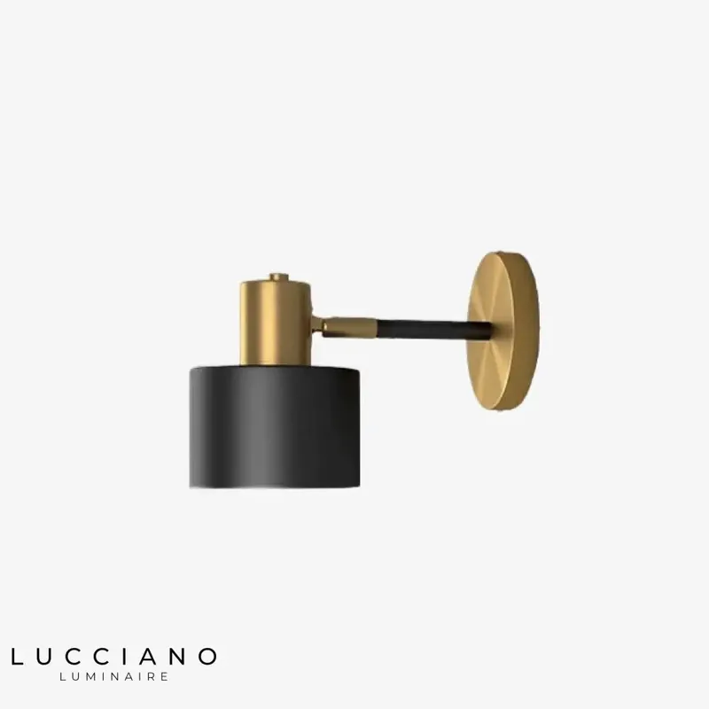 Black LED wall light with modern brass design
