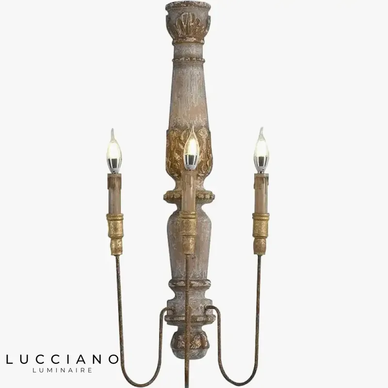Warm rustic elegant retro wooden wall light