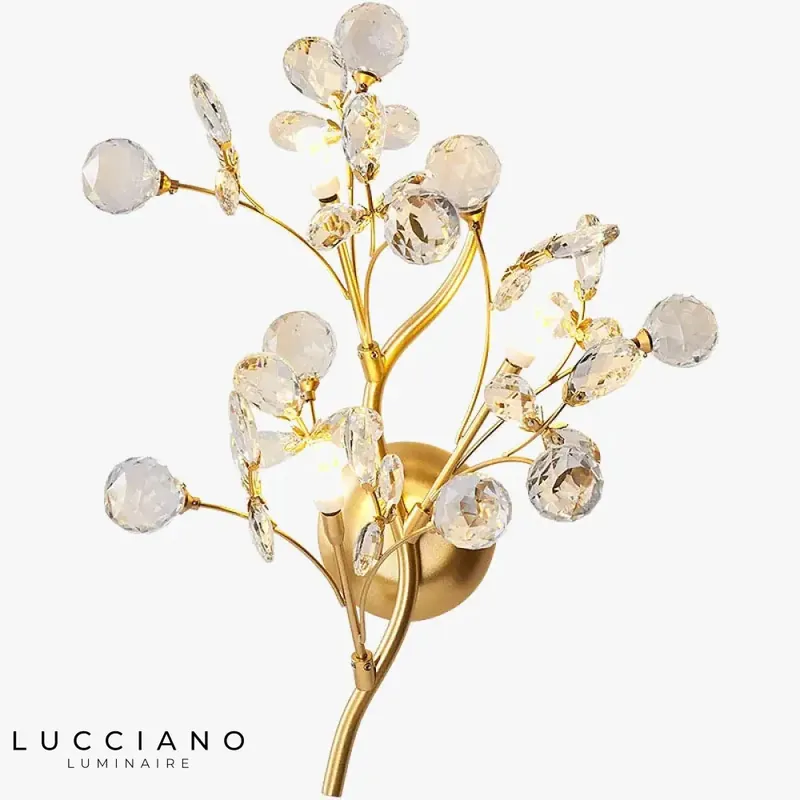 Transparent Crystal Wall Sconce, Hanging Floral Elegance.