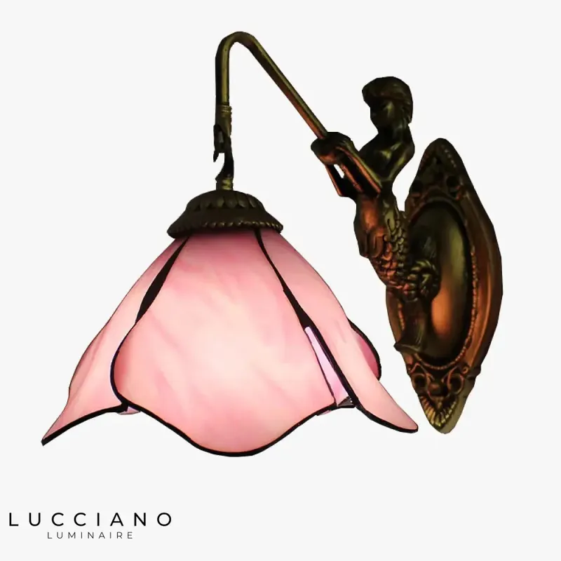 Vintage Mediterranean Stained Glass Wall Sconce