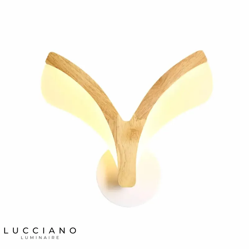White sleek design wooden LED wall light