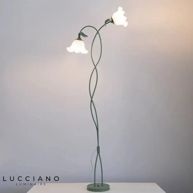 Vintage Style Flower Glass Floor Lamp