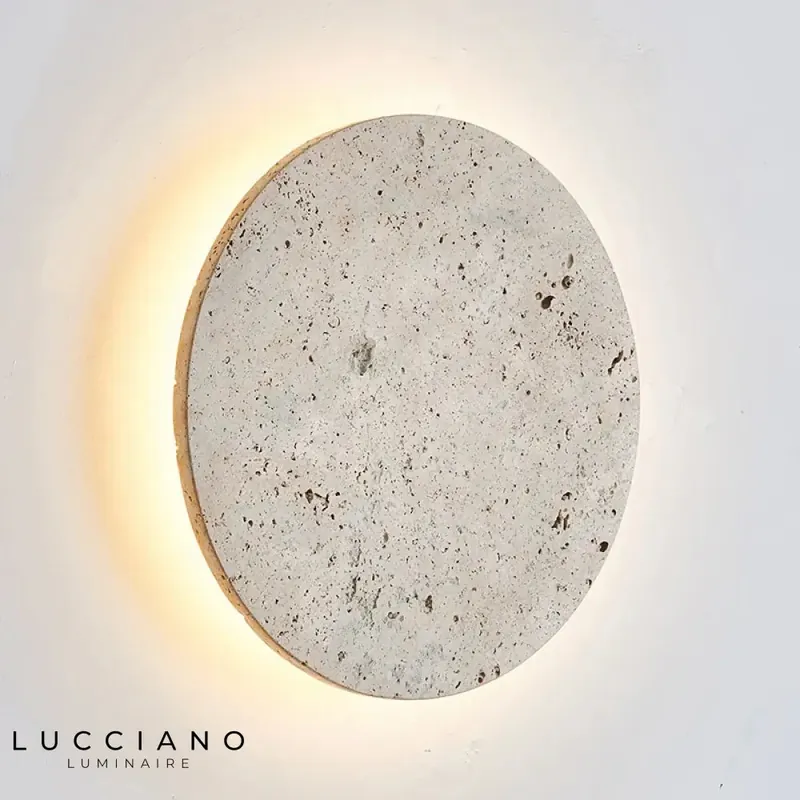 Vintage LED round natural stone wall decoration