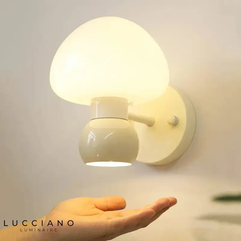 White luminous mushroom wall light.