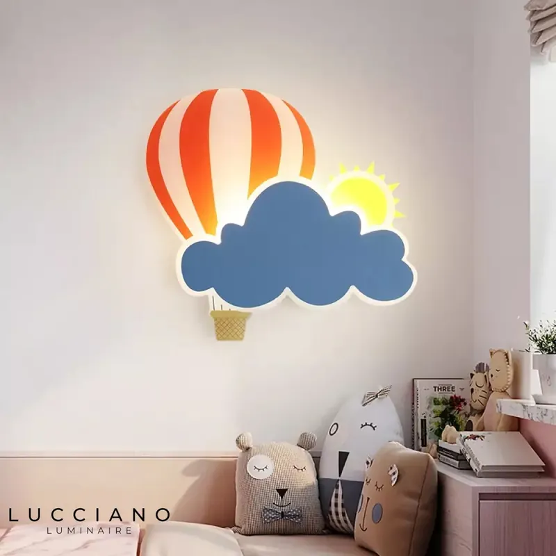 Charming air balloon cloud wall light for a child's bedroom