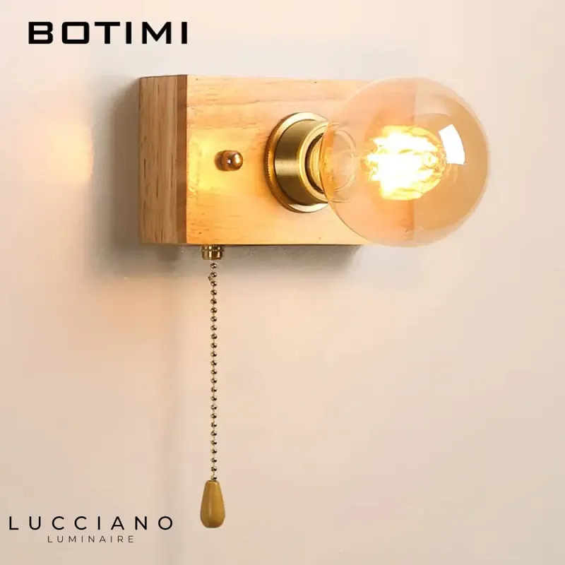 wooden wall light switch reading lamp living room design