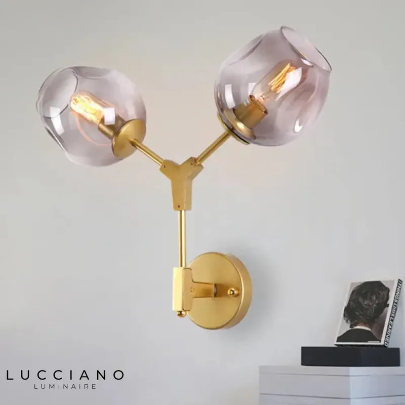 Contemporary design illuminated wrought iron wall light
