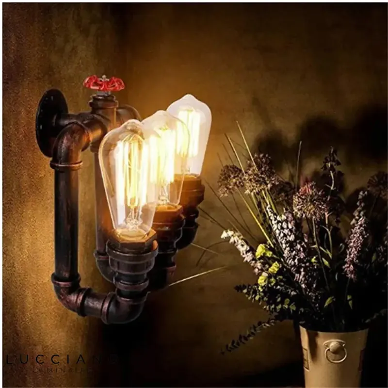 Vintage steampunk style copper metal wall light