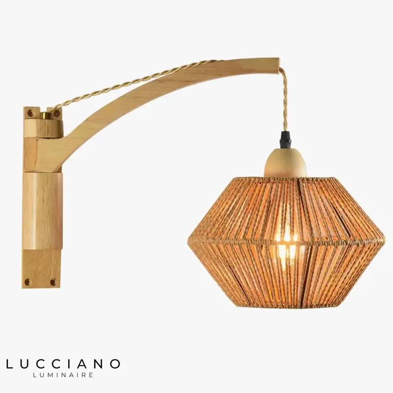 Authentic retractable bamboo zen wall light.