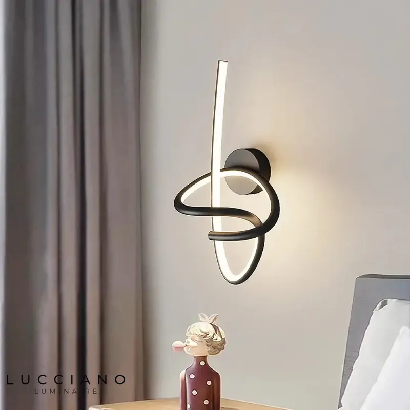 Stylish Black Spiral Design LED Wall Sconce