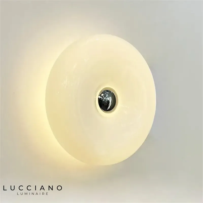Sweet round Scandinavian beige glass wall light