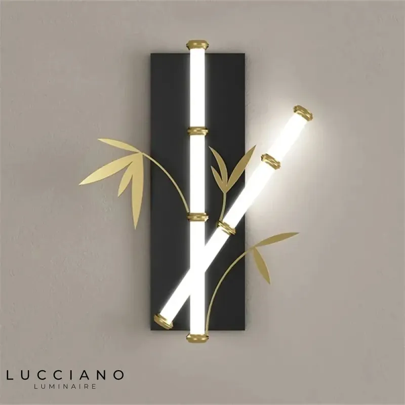 Black bamboo wall light contemporary zen decor