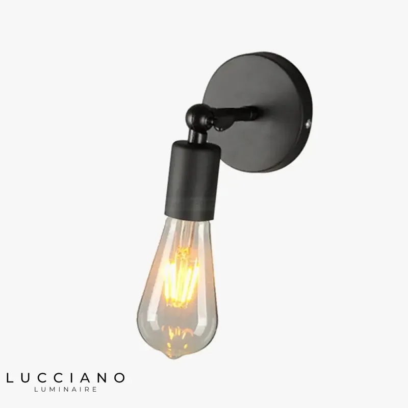 Black retro loft-style designer wall light brushed metal
