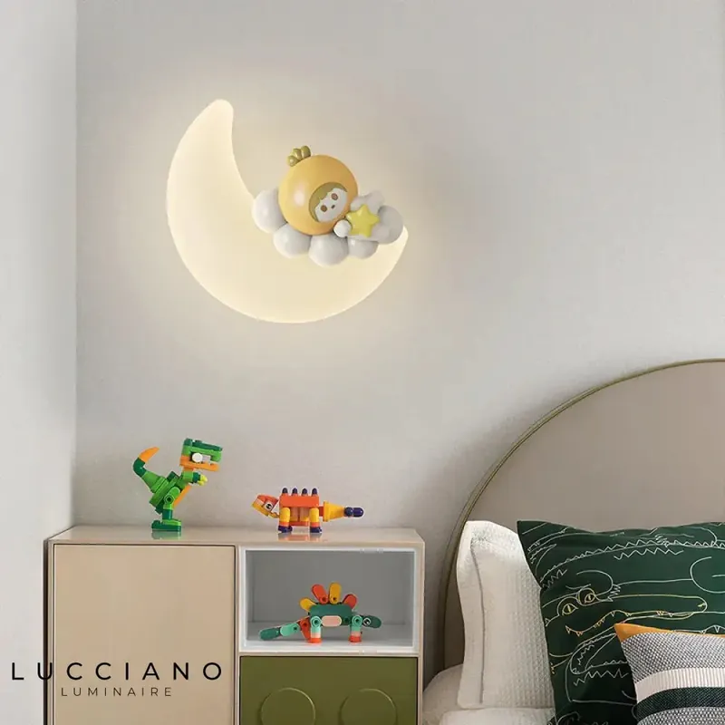 Designer white wall light elegant protection child's bedroom