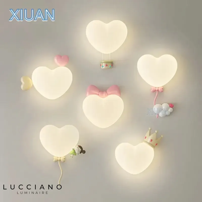 White LED wall light, soft glowing heart
