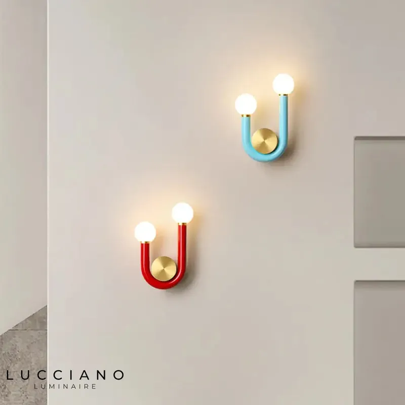 White metal tube wall light Scandinavian design luminous