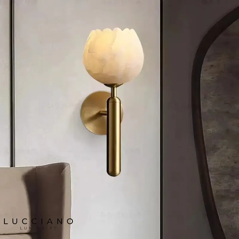 Art deco gilded wall light elegant brass sculpture