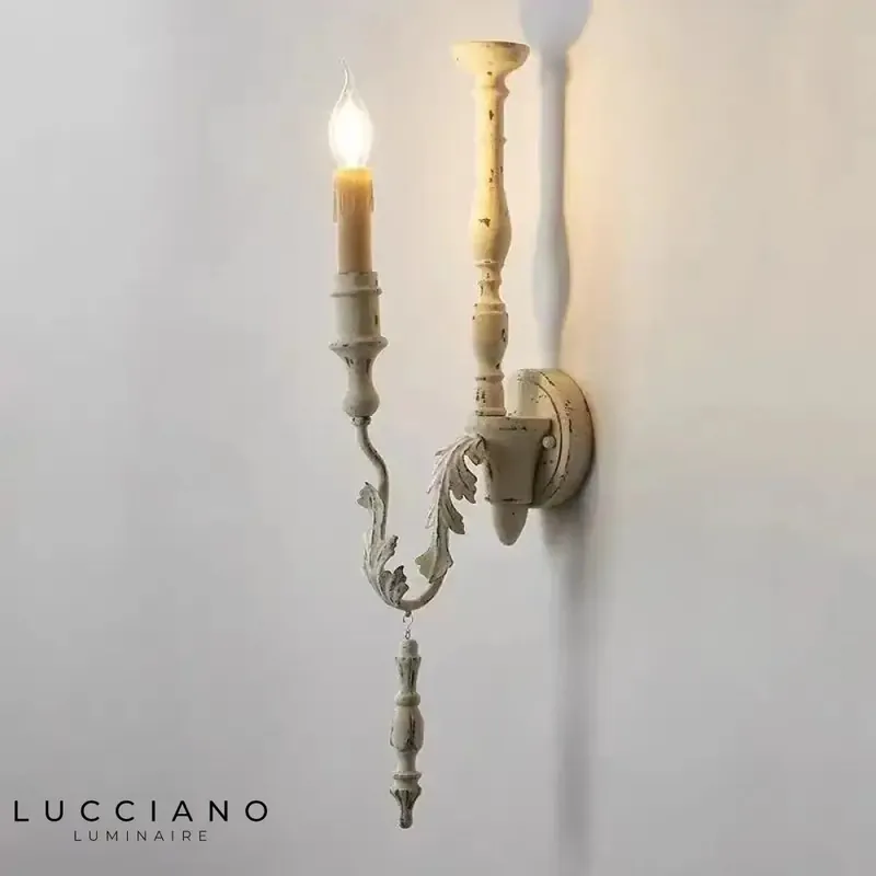 Vintage industrial aged metal and wood wall light