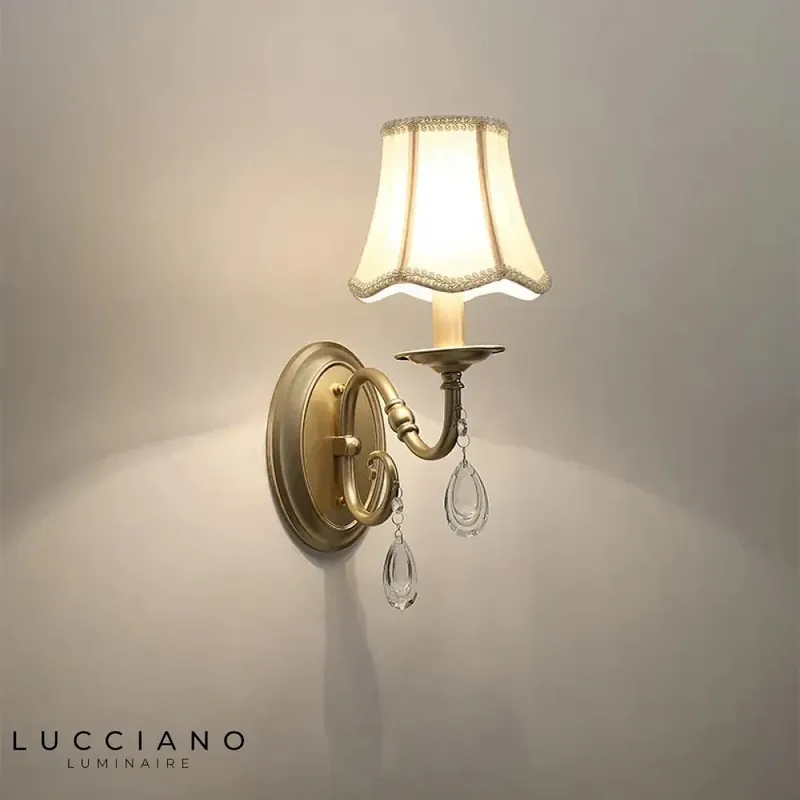 Vintage crystal bedroom wall light