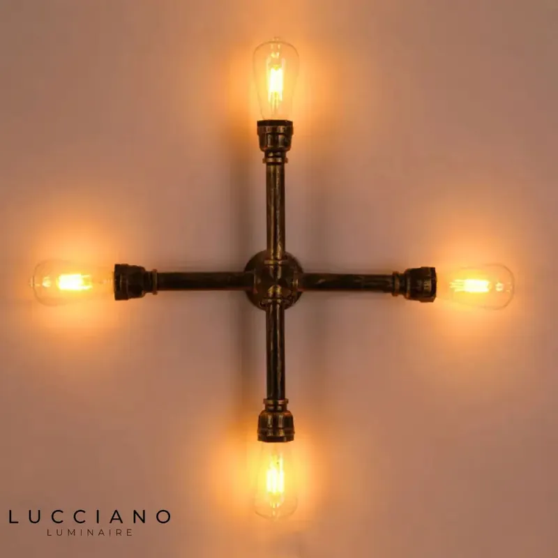 Black industrial vintage design wall light