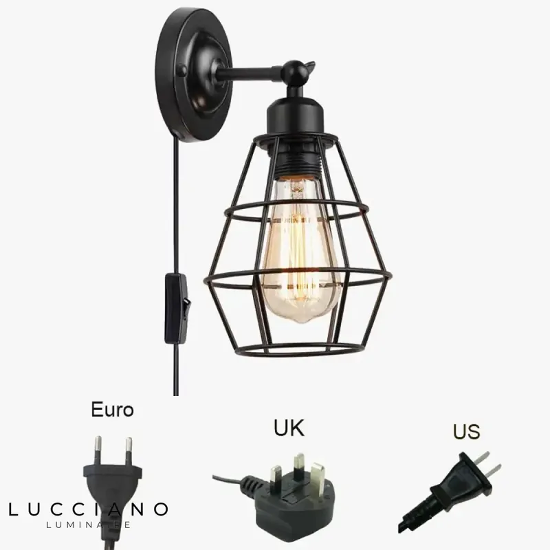 Vintage industrial black metal wall lamp