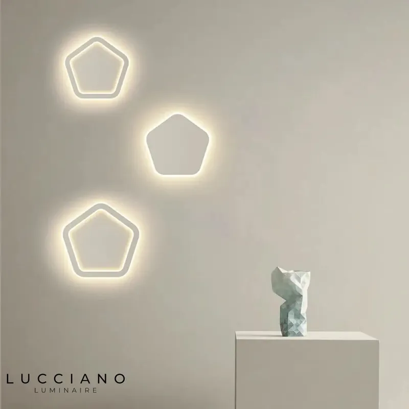 White geometric Scandinavian design luminous wall light