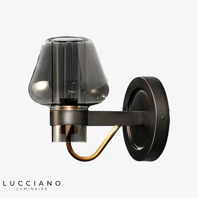 Black industrial vintage wall light refined glass
