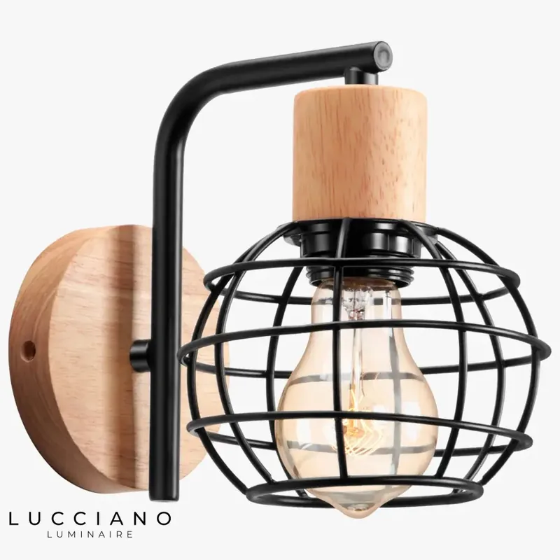 Vintage Wood and Iron Wall Sconce