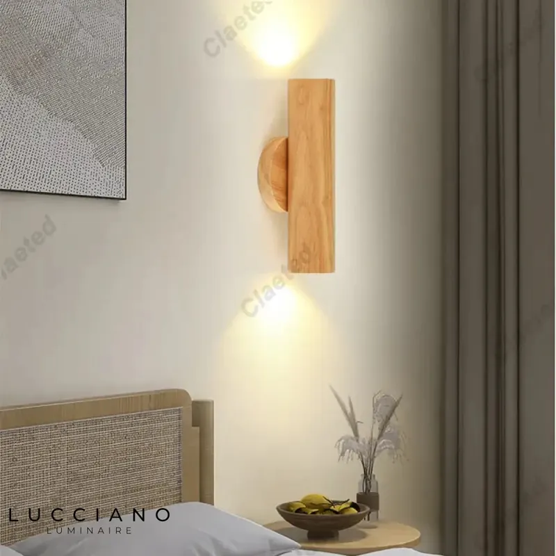 Sleek Scandinavian natural wood LED wall light