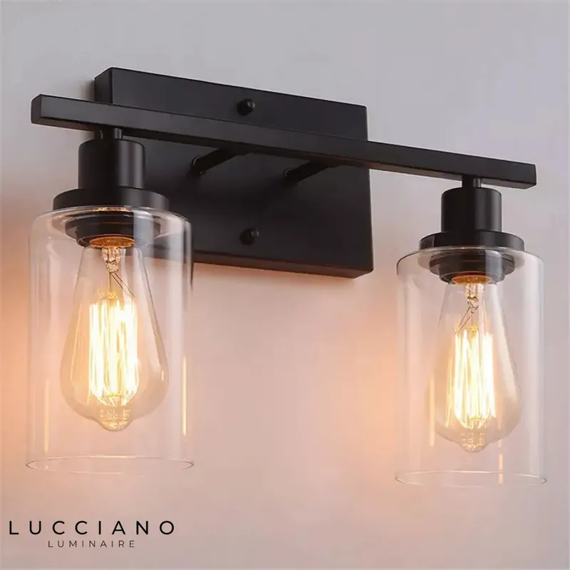Black Metal Glass Wall Lamp