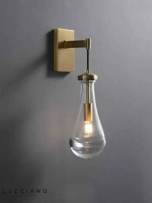 Contemporary elegant teardrop copper wall light