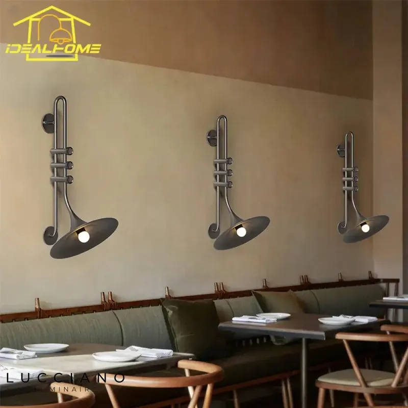 Vintage industrial charm saxophone LED wall light