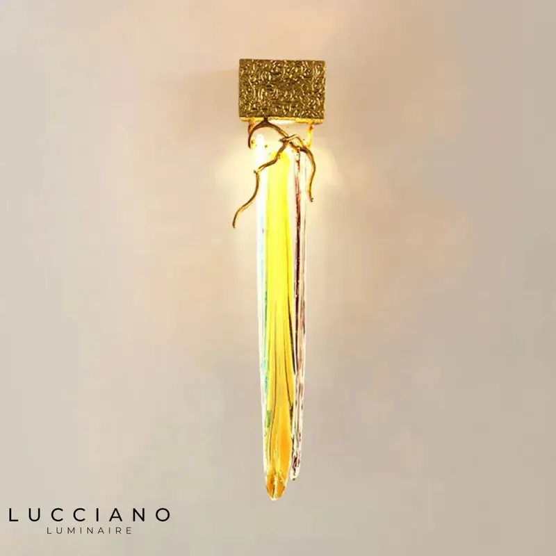 Crystal and copper wall light, contemporary design.