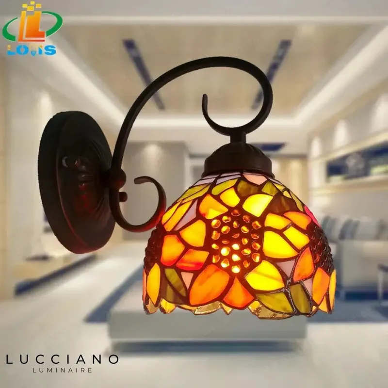 Vintage luminous sunflower European style wall lamp