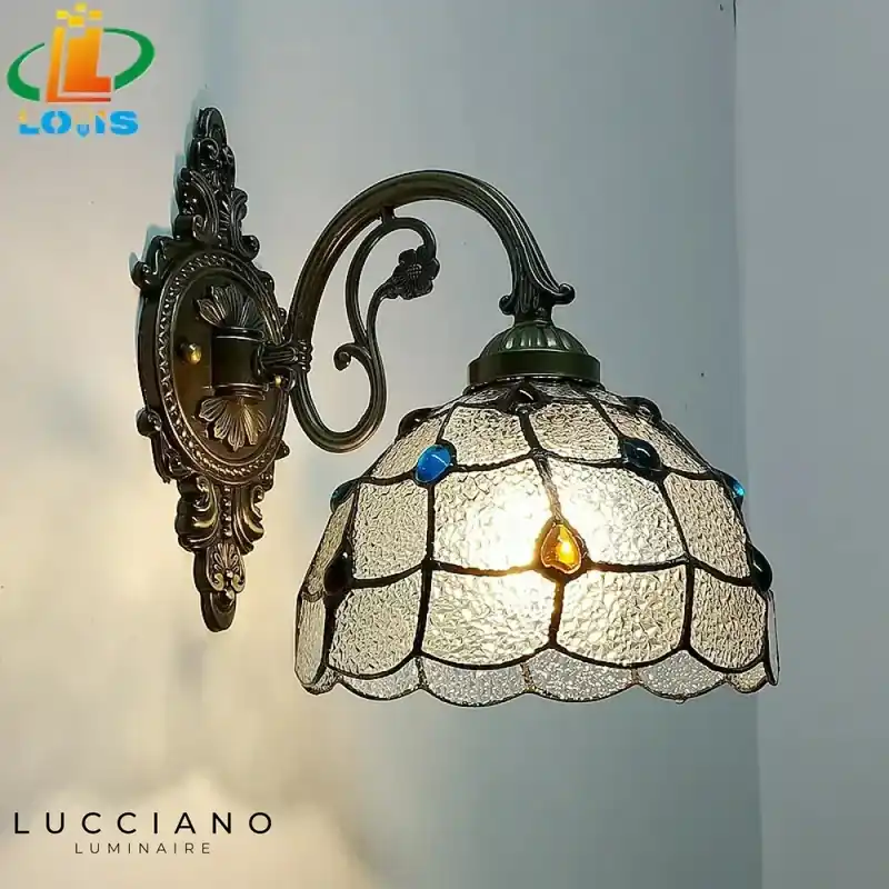 Art Nouveau Peacock Stained Glass Nordic Wall Sconce