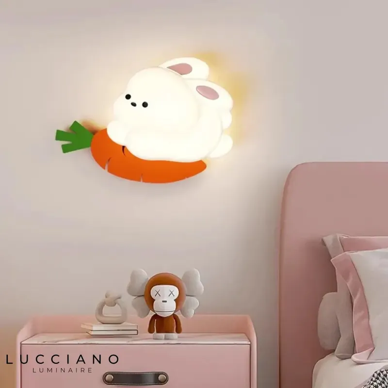 Soft luminous delicate rabbit wall light.