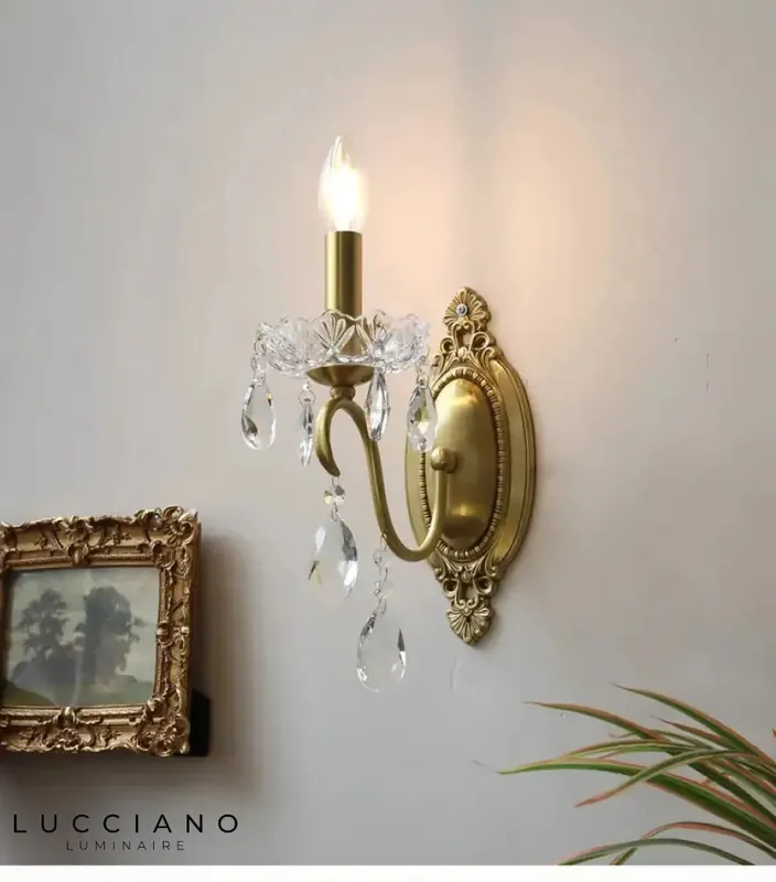 Vintage luminous crystal wall light.