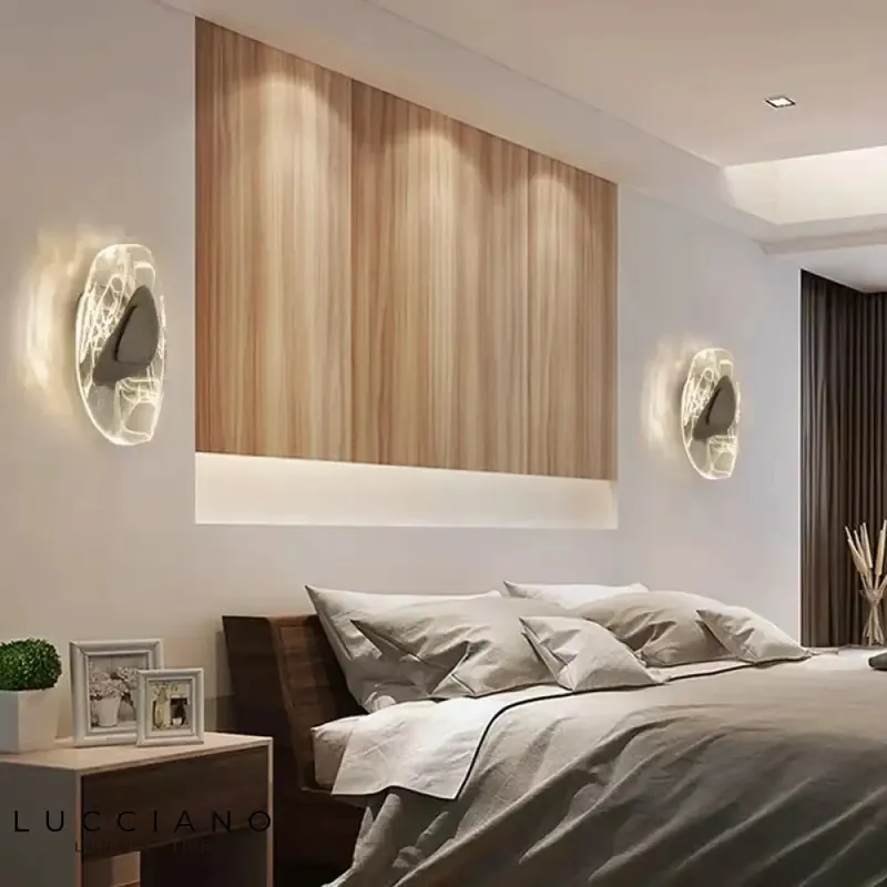 Crystal LED wall light with elegant design.