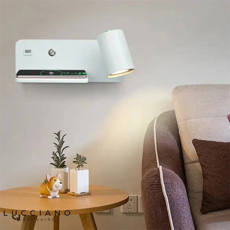 Smart LED wall light with integrated charging
