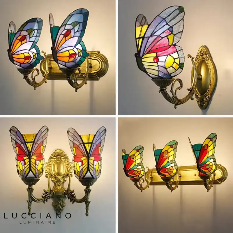 Vibrant butterfly Mediterranean wall light