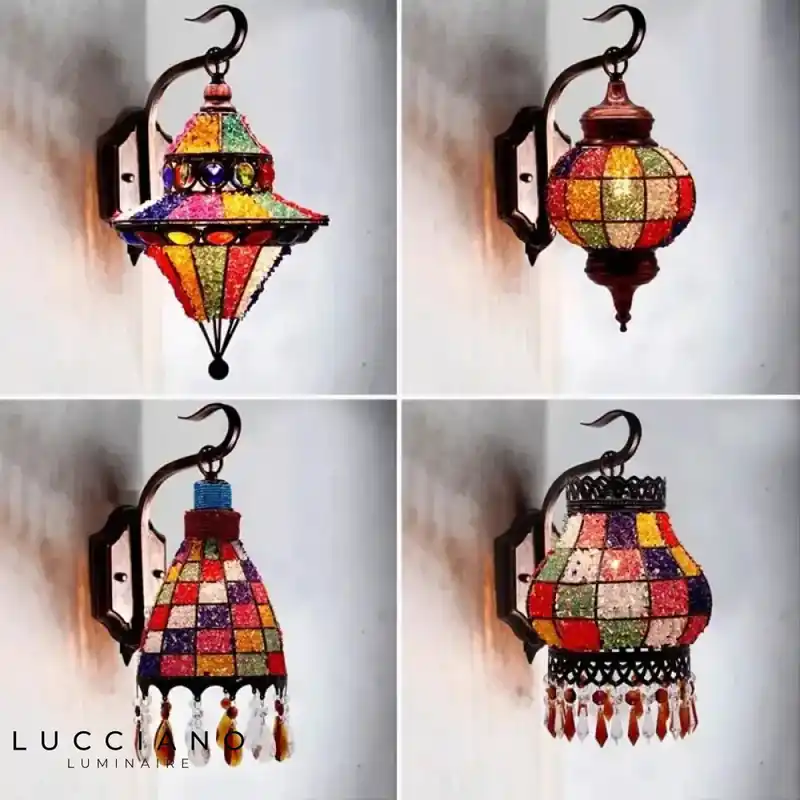 Bohemian retro wall light, vintage charm.